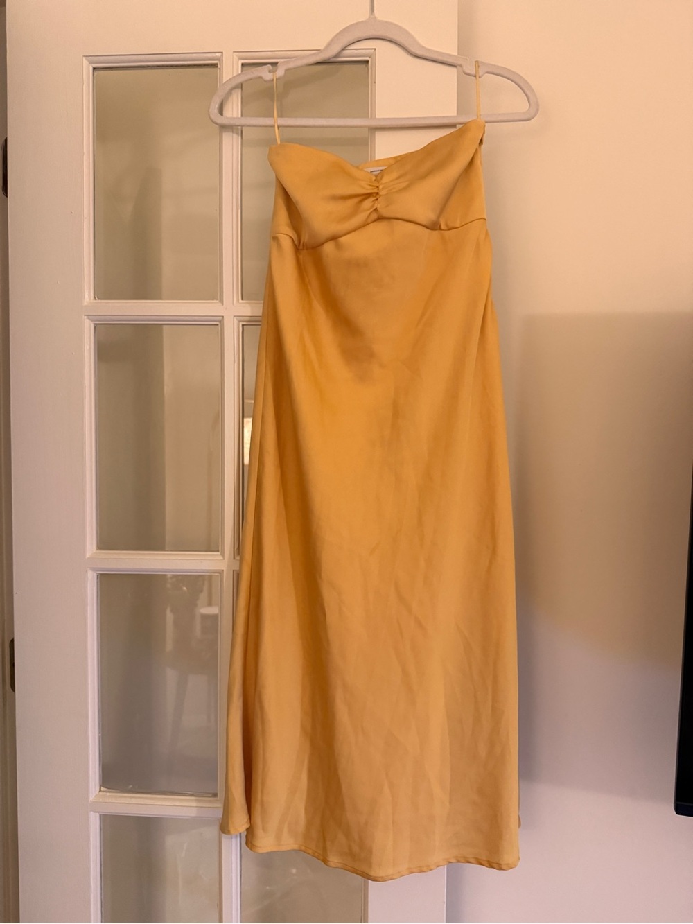 C/MEO Collective Satin Maxi Skirt in Mustard Yellow